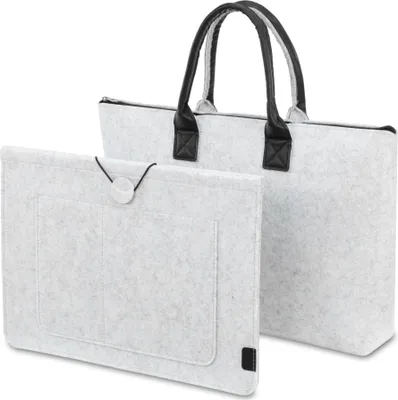 Produktbild von Laptop Hülle 14 Zoll - Wasserdichte Laptoptasche, Notebook PC Schutzhülle, Filz-Laptop Sleeve hellgrau