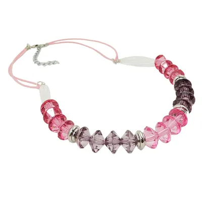 Produktbild von Kette Facettenperle rosa-pink Kordel 45cm rosa 12mm