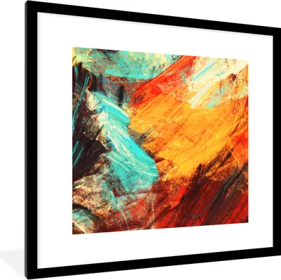 Produktbild von MuchoWow® Gerahmtes Poster Gemälde - Abstrakt - Öl 40x40 cm - Poster mit Schwarzem Bilderrahmen Wandposter Rahmen Foto Bilder - Poster - Plakat im Rahmen