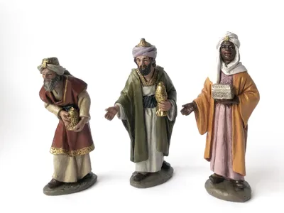 Krippenfiguren Heilige Drei Könige, Serie 11 cm, Harz, Mehrfarbig