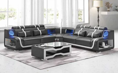 Produktbild von Luxus Couch Ecksofa L Form Schwarz Modern Ledersofa