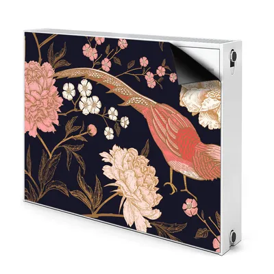 Produktbild von Magnet Heizkörperverkleidung Heizkörper-Abdeckung Heizung Heizkörper 110x60 cm  - Pfingstrose, mit, Vogel