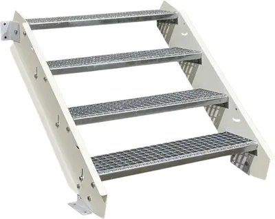 Produktbild von 4 Stufen Stahltreppe Weiß Breite 70 cm Geschosshöhe 55 - 85 cm ohne Geländer