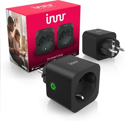 Productafbeelding van Innr slimme stekker - Zigbee - geschikt voor Philips Hue - geschikt voor binnen - smart plug met energiemeter - smartplug zwart - indoor - 2 stuks