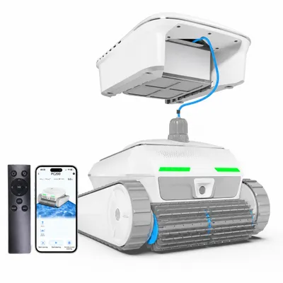 Produktbild von Poolroboter Akku-Pool-Staubsaugerroboter mit App für Boden Wand Wasserlinie, Doppelte Reinigungs Kabelloser Poolreiniger bis 200 m², Selbstparken