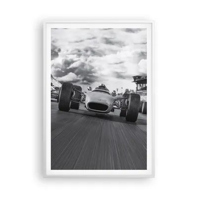 Produktbild von Gerahmtes Poster - Weißer Rahmen - Formel 1 Schwarz und Weiß - 70x100 cm - Wand Bild - Wanddeko - Wandbilder - Wandposter - Bilderrahmen - Bilder - Kunstdruck - Wandbild - P2WPA70x100-4127
