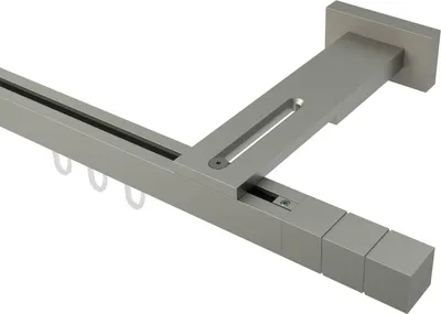 Produktbild von Interdeco Innenlaufstange / Gardinenstange mit Innenlauf Satin-Silber, Typ Quadline Cubes (Rillenquader), 20 x 20 mm 1-läufig, 400 cm