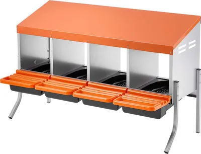 Obrázok produktu pre SucceBuy hniezdo pre nosnice 1060x525x675 mm, 4 oddelenia, kovová konštrukcia s robustnými nohami a vetracími otvormi, hniezda pre hydinu, rolovacie hniezdo, vhodné pre sliepky, kačice, kurčatá a inú hydinu