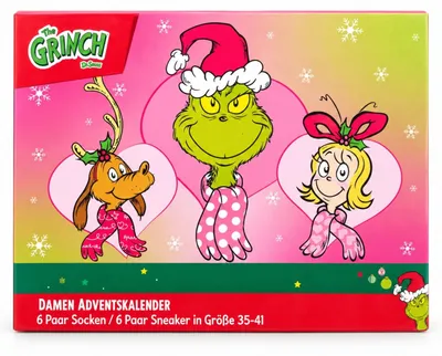 Produktbild von The GRINCH - DAMEN Adventskalender 12 Paar Socken 35-41 ( 6 Paar Socken & 6 Paar Sneaker ) Style - ROSA