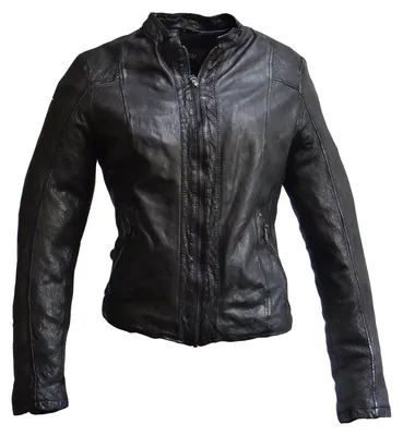 Immagine prodotto di Giacca in pelle da donna, modello 3475, realizzata in pelle di agnello nappa, colore nero, taglia XL