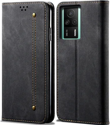 Image de Etui Redmi K60E, Etui portefeuille en cuir avec fermeture magnétique et support pour Xiaomi Redmi K60E noir