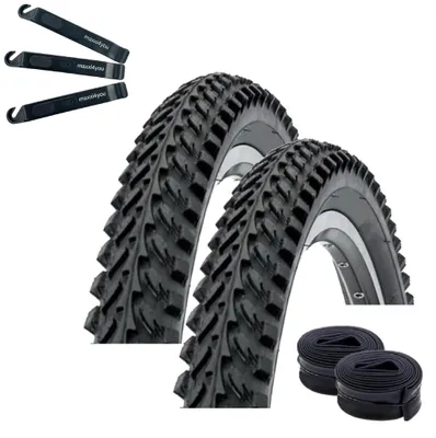 Produktbild von 2 x Kenda K-898 MTB Fahrradreifen 26 x 1,95 (50-559) Schwarz + 2 passende AV Schläuche inkl. Reifenheber