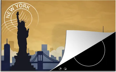 Produktbild von KitchenYeah© Herdabdeckplatte New York - Postkarten - Skyline , 83x51cm, Küche Deko, Glaskeramikkochfeld Herdabdeckung, Abdeckplatte fùr Kochfeld