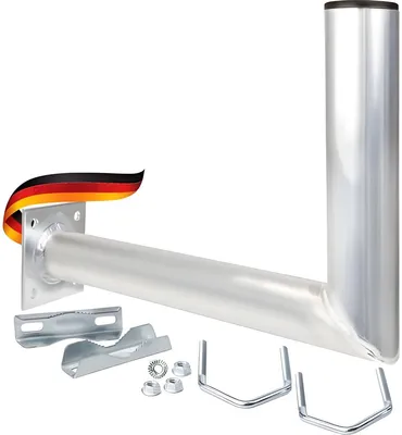 Produktbild von PolkaHome® Aluminium Balkonhalterung für Satellitenschüssel – SAT-Antennenhalterung, 30 cm Wandabstand, 5 kg Tragfähigkeit, Silber
