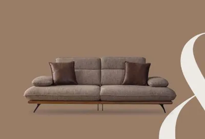 Produktbild von Dreisitzer Sofa 3 Sitzer Sofas Grau Stoff Wohnzimmer Luxus Sitz Modern