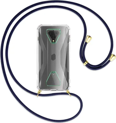 Produktbild von Handykette Backcover-Schutzhülle mit Band (Metall goldfarben) für Xiaomi Black Shark 3 - dunkelblau