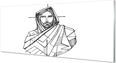 Produktbild von Glasbilder 125x50 Wandkunst Jesus Zeichnung