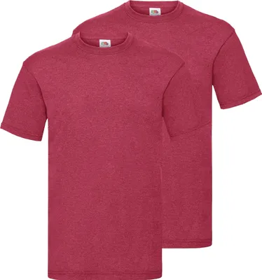Produktbild von Doppelpack Fruit of the Loom Valueweight T-Shirt + GRATIS MyShirt Stoffbeutel Farbe: vintage rot meliert Größe: XL