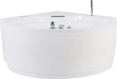 Produktbild von BELIANI Whirlpool-Badewanne Eckbadewanne Weiß 150 x 114 cm mit Massagefunktion und LED Rund Modern Glamour