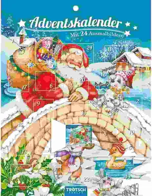 Obrázok produktu pre TRÖTSCH - Adventskalender mit 24 Ausmalbildern | Weihnachtskalender mit 24 schönen Winter- & Weihnachtsmotiven zum Ausmalen