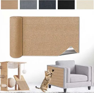 Produktbild von Kratzmatte Katze Selbstklebend - Kratzschutz Sofa Anti Kratz Folie Kratzwand für Katzen Frei DIY Geschnitten 30x200CM Khaki