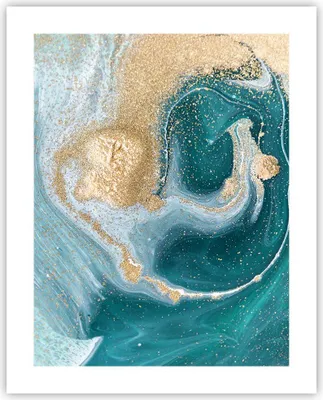 Produktbild von Poster - Poster ohne Rahmen - Golden Türkis Hintergrund - 40x50 cm - Wand Bild - Wanddeko - Wandbilder - Kunstposter - Wandposter - Bilder - Kunstdruck - Wanddekoration - Wandbild - P2XPA40x50-4969