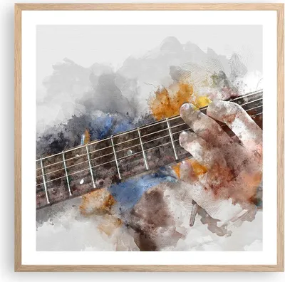 Produktbild von Gerahmtes Poster - Rahmen in heller Eiche - Gitarre Musik - 60x60 cm - Wand Bild - Wanddeko - Wandbilder - Kunstposter - Wandposter - Bilderrahmen - Bilder - Kunstdruck - Wandbild - P2NAC60x60-3448