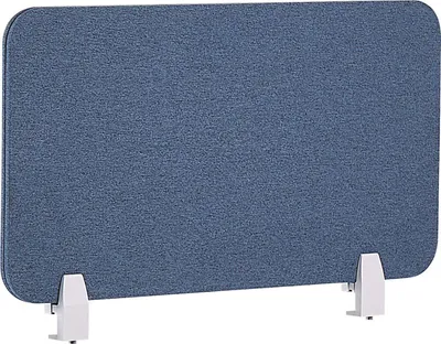 Produktbild von BELIANI Schreibtisch Trennwand Blau Stoff PET Kunststoff 72 x 40 cm zum Aufstellen Klemmen Schallschutz Sichtschutz Pinnwand Büro Home Office