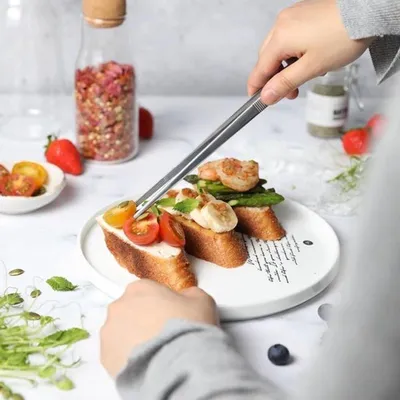 Kochzangen Set von 2 - Edelstahl - Professionelle Küchentangen - 30 cm - Fleischzange - Küchenpinzette zum Kochen und Grillen