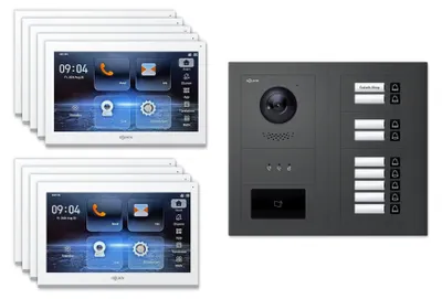 Produktbild von Goliath Premium IP GL-IPH910A Video-Türsprechanlage, 9 Familien, 9× 10 Zoll Weiß, Anthrazit, Unterputz