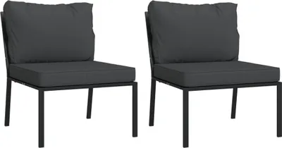 Produktbild von vidaXL Gartenstühle mit Grauen Kissen 2 Stk. 60x74x79 cm Stahl