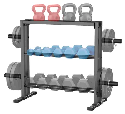 Hantelständer 3-stufig, für Hanteln, Scheiben & Kettlebells, 1100 lbs