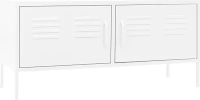 Image de vidaXL Armoire TV blanc 105x35x50 cm acier