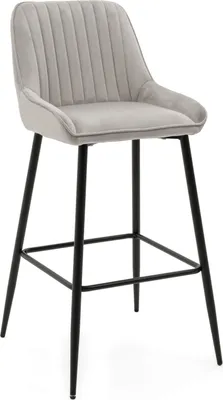 Produktbild von NEW HOME Barhocker PASSO gepolsterter für Wohnzimmer Esszimmer Glamour - hellgrau - moderne Samt Velours Möbel