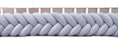 Produktbild von Bettschlange 400 cm Grau – geflochtene Bettumrandung fürs Babybett, Velours, Modell MAXIBRAID | Letino