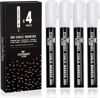 Productafbeelding van Famanu krijtstiften, wit - Afwasbaar, 6 mm, set van 4