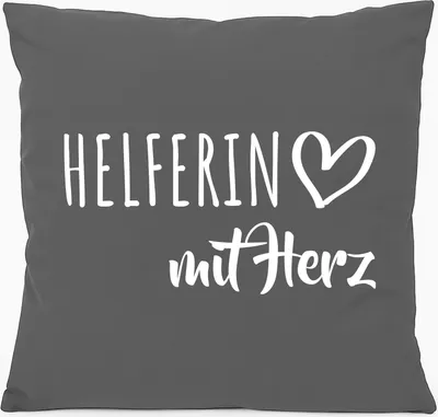 Produktbild von Huuraa Kissen Herferin mit Herz 40x40cm mit Füllung Steel Grey Baumwolle Dekokissen Geschenkidee