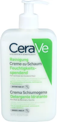 Produktbild von CeraVe Creme-zu-Schaum feuchtigkeitsspendende Reinigung für normale bis trockene Haut, 473 ml Creme