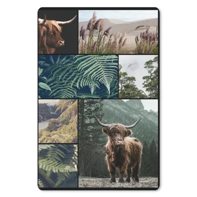 Produktbild von MuchoWow® Mauspad Mousepad Schottische Highlander - Collage - Pflanzen - Natur 18x27 cm - Mousepads - Maus Mat - Pad - Mausunterlage