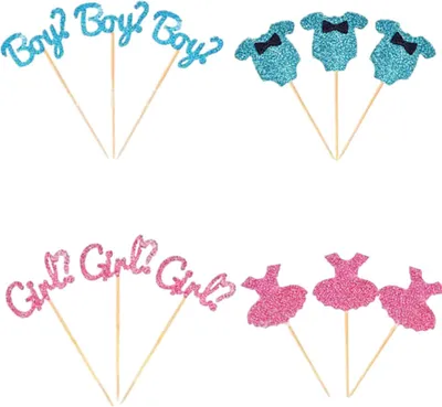 Produktbild von 12 Stück Tortendeko Babyparty, Baby Cake Topper Gender Reveal Party Deko, Baby Shower Kuchendeko, Deko für Jungen Mädchen Baby Shower Geburtstag (Blau Rosa)