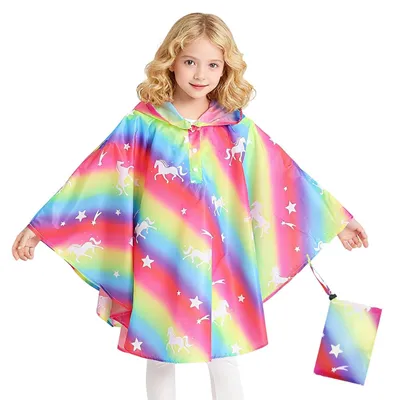 Productafbeelding van Kinderen Regen Poncho met Hoed en Draagtas voor 3-14 Jaar