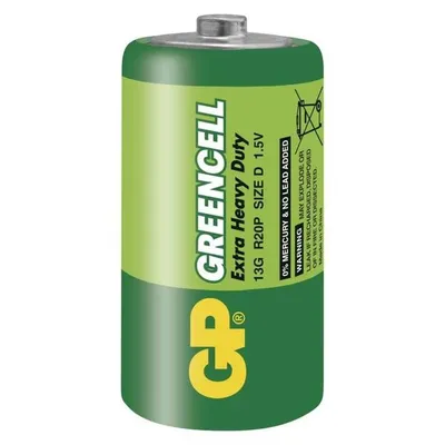 Zdjęcie produktu dla GP Batteries Greencell D, Jednorazowa bateria, D, Chlorek cynku, 1,5 V, 2 szt., Zielony