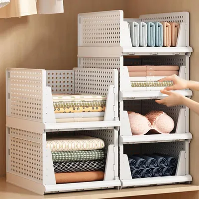 Obrázok produktu pre 5-dielna, skladacia organizácia na oblečenie, stohovateľné plastové boxy na uskladnenie oblečenia, organizér zásuviek do spálne