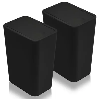 Immagine prodotto di Set da 2 contenitori per rifiuti da 10 litri, con coperchio a chiusura ermetica, colore nero