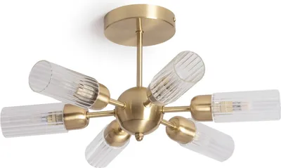 Produktbild von Deckenleuchte Metall und Glas 6 Spots Iraide Gold