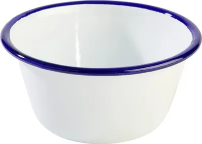 Produktbild von APS Enamelware Schale, weiß/blau, Inhalt: 0,50 Liter, Höhe: 60 mm, ø: 130 mm