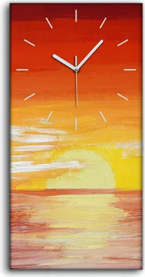 Produktbild von Wanduhr Uhr Wandbild Leinwand 30x60 Gemälde Ozean Meer Wolken Sonnenuntergang - weiße Hände