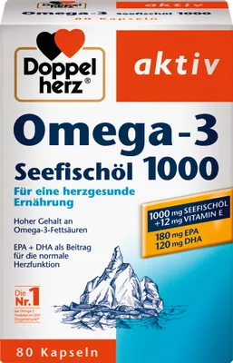 Produktbild von Doppelherz  | Omega-3 Seefischöl 1000  | 80 Kapseln