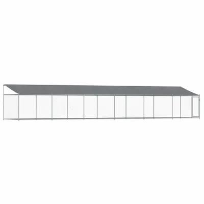 Zdjęcie produktu dla vidaXL Buda dla psa z dachem i drzwiami Szara 12x2x2 m Stal ocynkowana