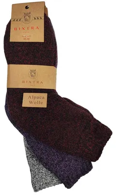 Produktbild von 3 Paar Damen Alpaka Socken Wollsocken Wintersocken, Mix7 35-38
